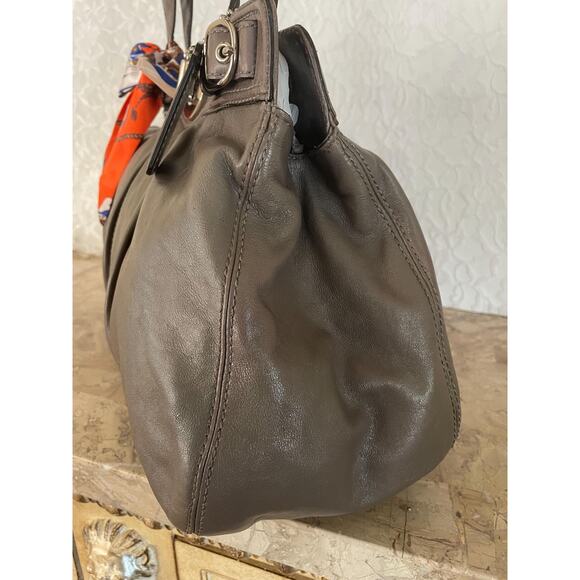 COACH Mia/garnet gray Pleated Leather Carryall Shoulder Bag 13924 - Picture 4 of 8